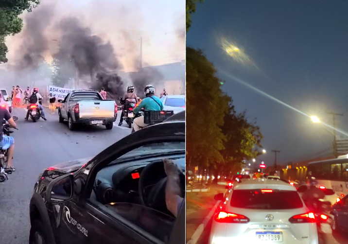 Protesto na Av. Durval de Góes Monteiro causa congestionamento nos dois sentidos da via; vídeo