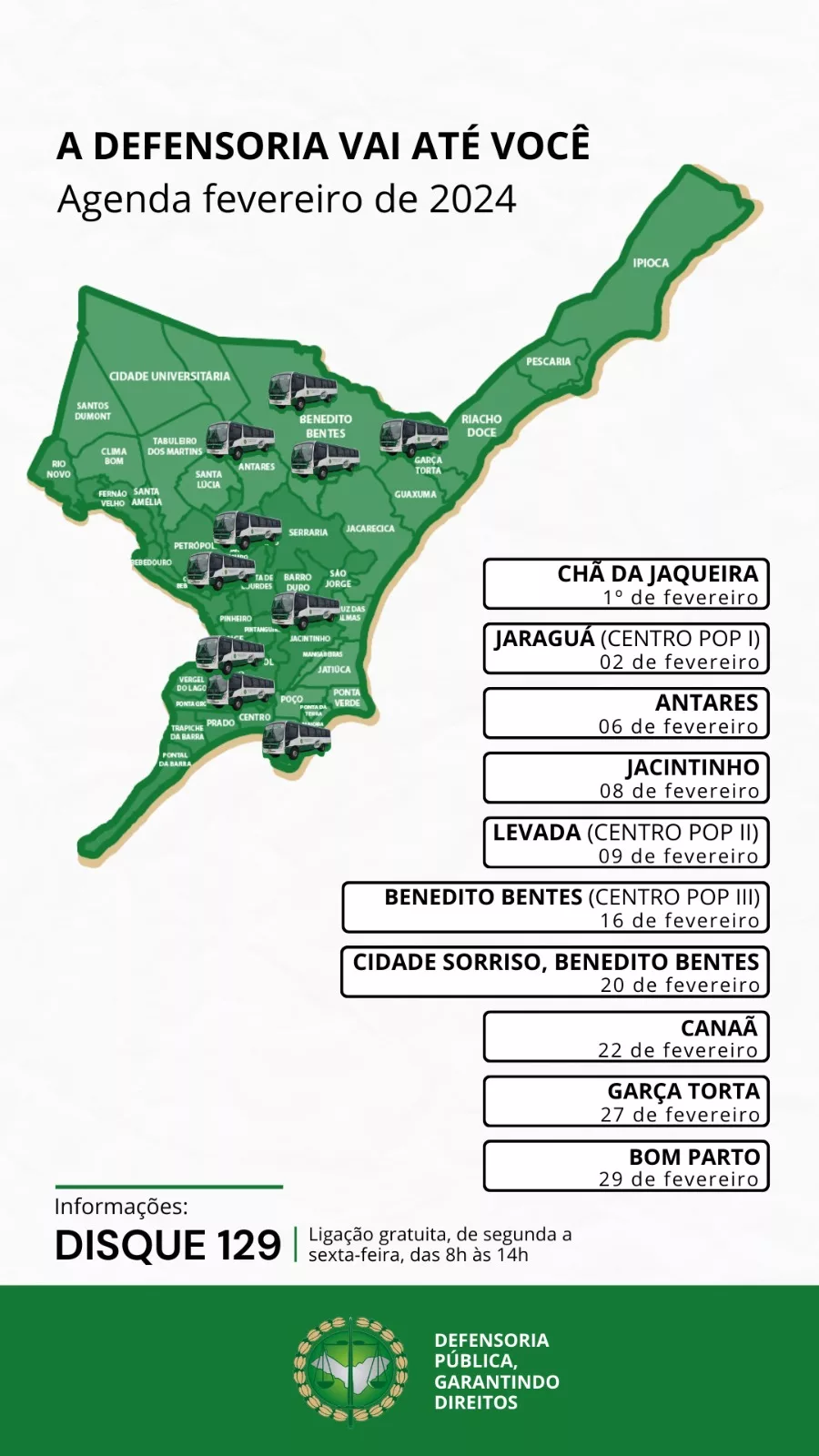 Defensoria Vai Até Você: Defensoria Pública realiza atendimentos em Chã da Jaqueira e Jaraguá nesta semana